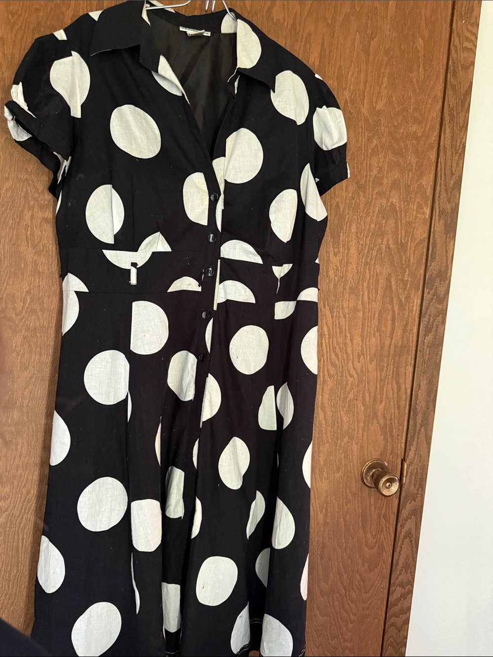 Amanda Lane Black Dress with White Polka Dots